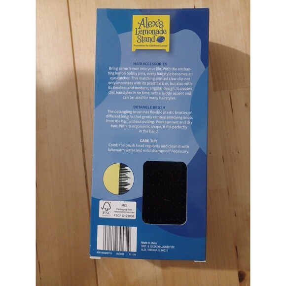 Alex's Lemonade Stand Detangle Brush Hair Clips Set 3pc yellow Lemon fruit New - Picture 6 of 7
